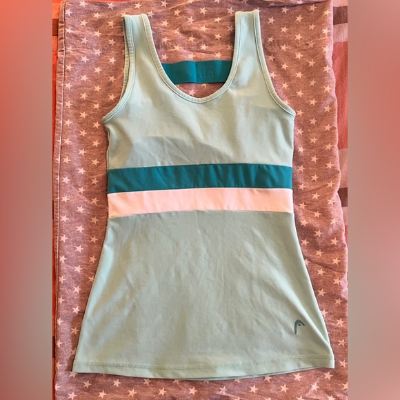 HEAD tank top - shelf bra - size S stripe - blue - Picture 1 of 8
